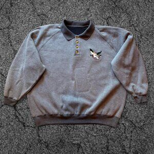 🦆 Vintage Field Traditions Duck Embroidery Henley Sweatshirt (XL)